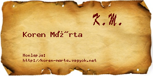 Koren Márta névjegykártya